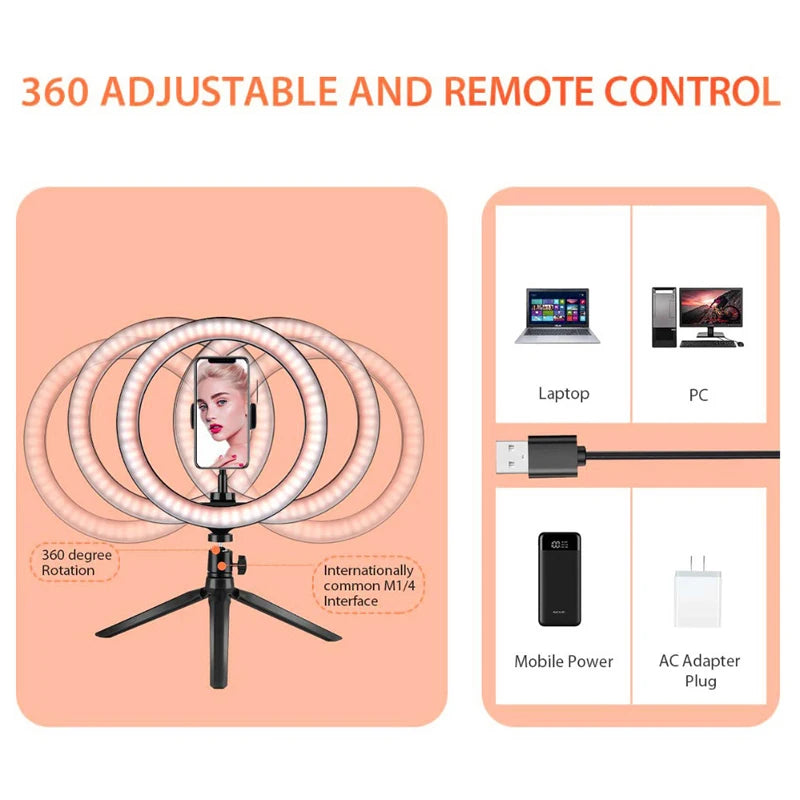 GlowPro™ – LED Selfie Ring Light with Tripod & Phone Holder